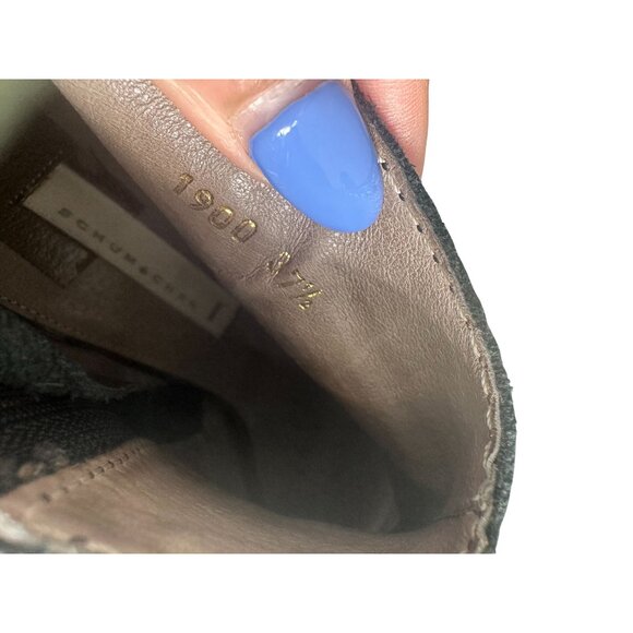 SCHUMACHER Black Leather Booties Heels Size 37.5 - Picture 10 of 12